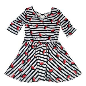 Dot Dot Smile Watermelon Black White Stripes Girls Toddler Dress Rare Unicorn 2T